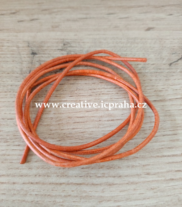 Kůže kulatá 2mm - oranžová cca 1m